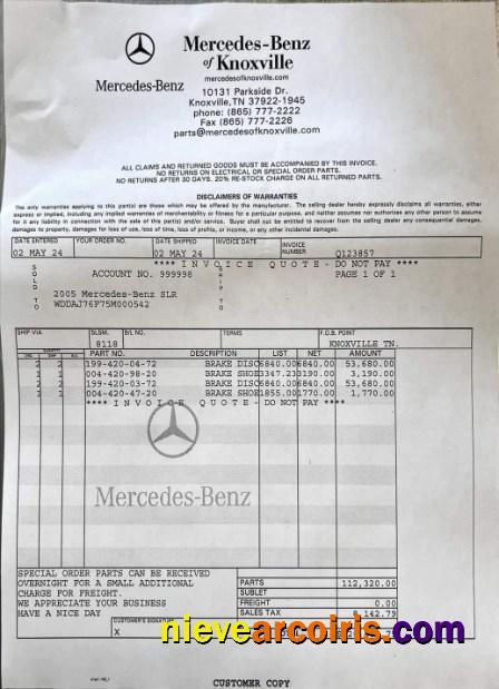 Mercedes Benz Service Payment Receipt Preview