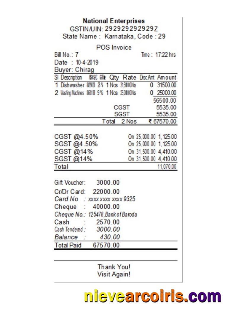 NATIONAL ENTERPRISES Payment Receipt Preview