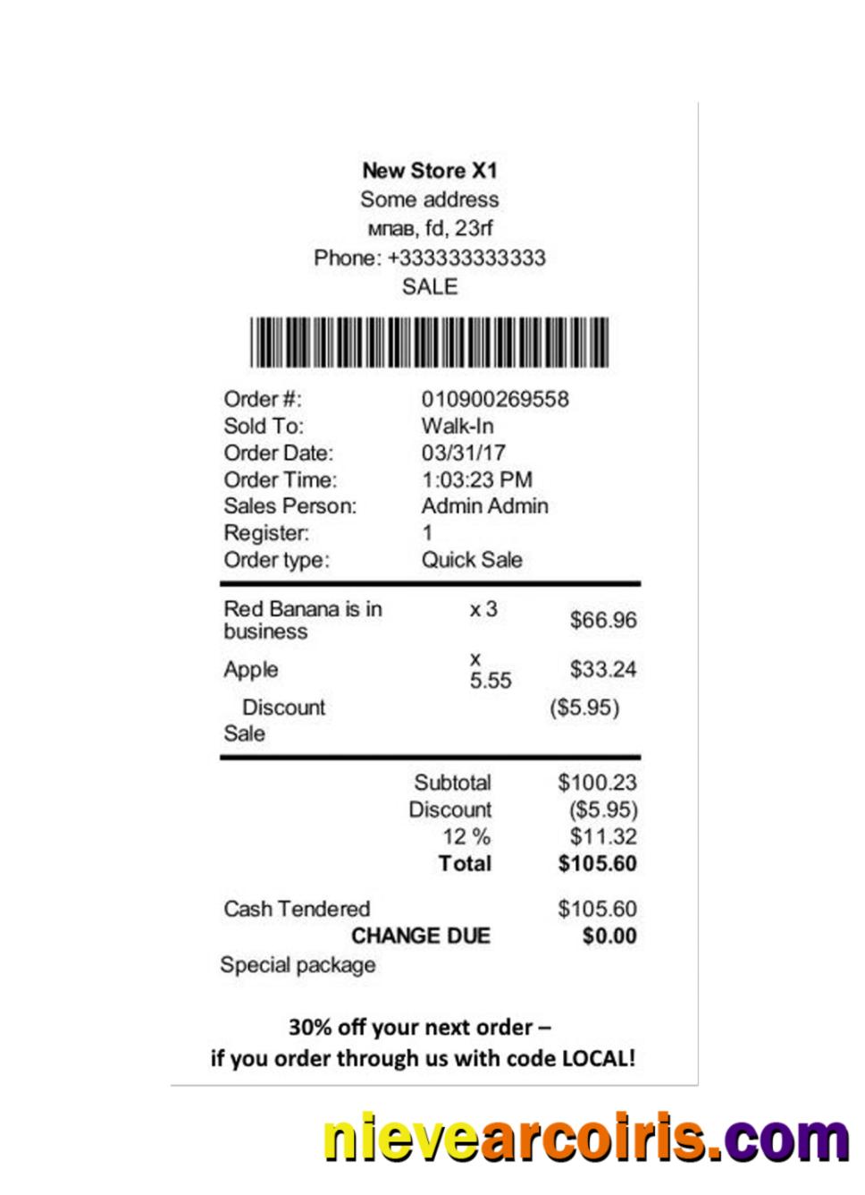 NEW STORE Payment Receipt Preview