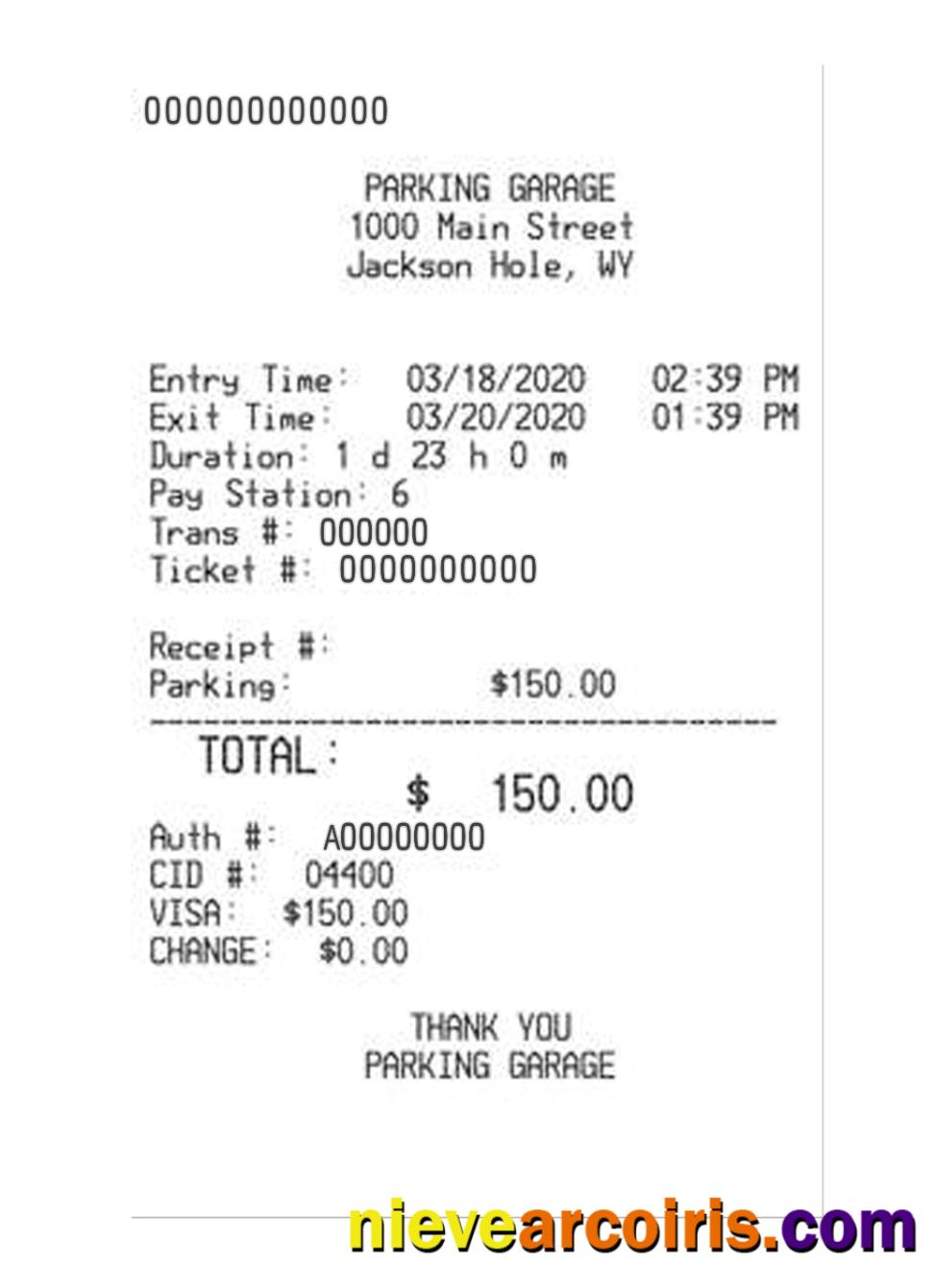 PARKING GARAGE Payment Receipt Photolook