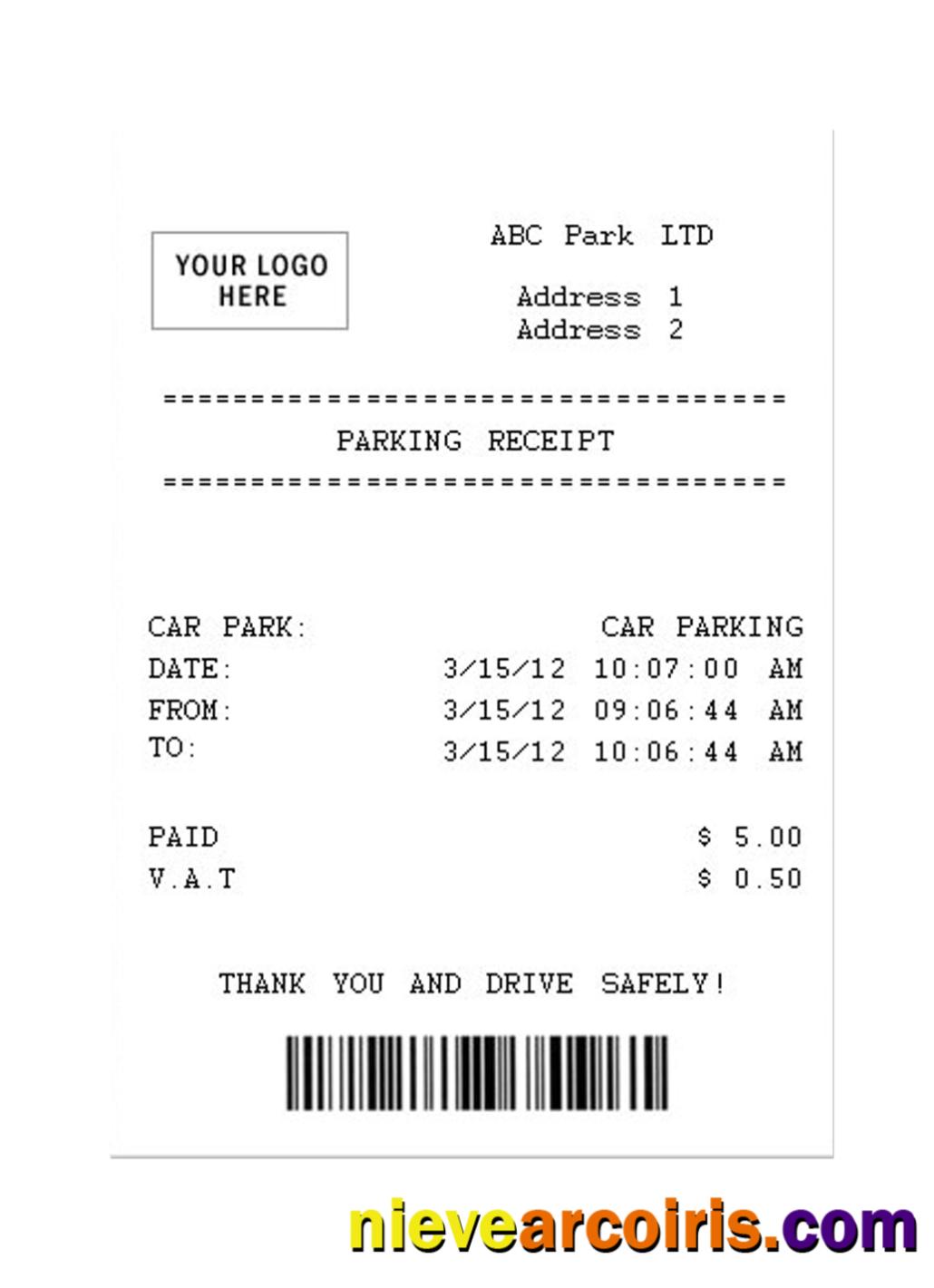 PARKING Receipt Sample Preview