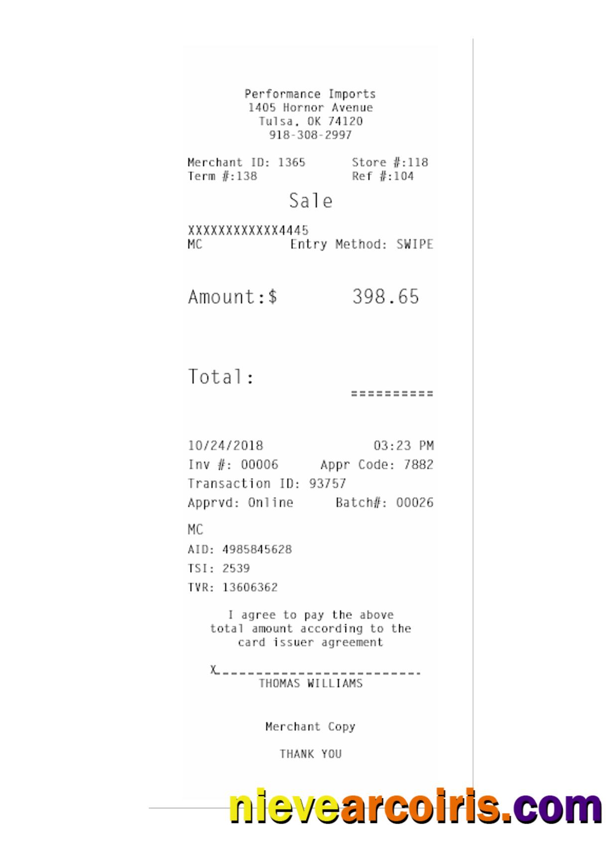 PERFORMANCE IMPORTS Receipt (1) Preview