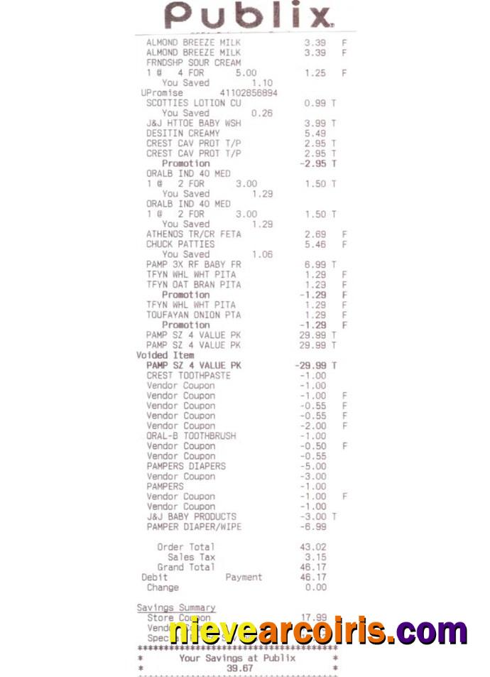 Publix Supermarket Receipt Template