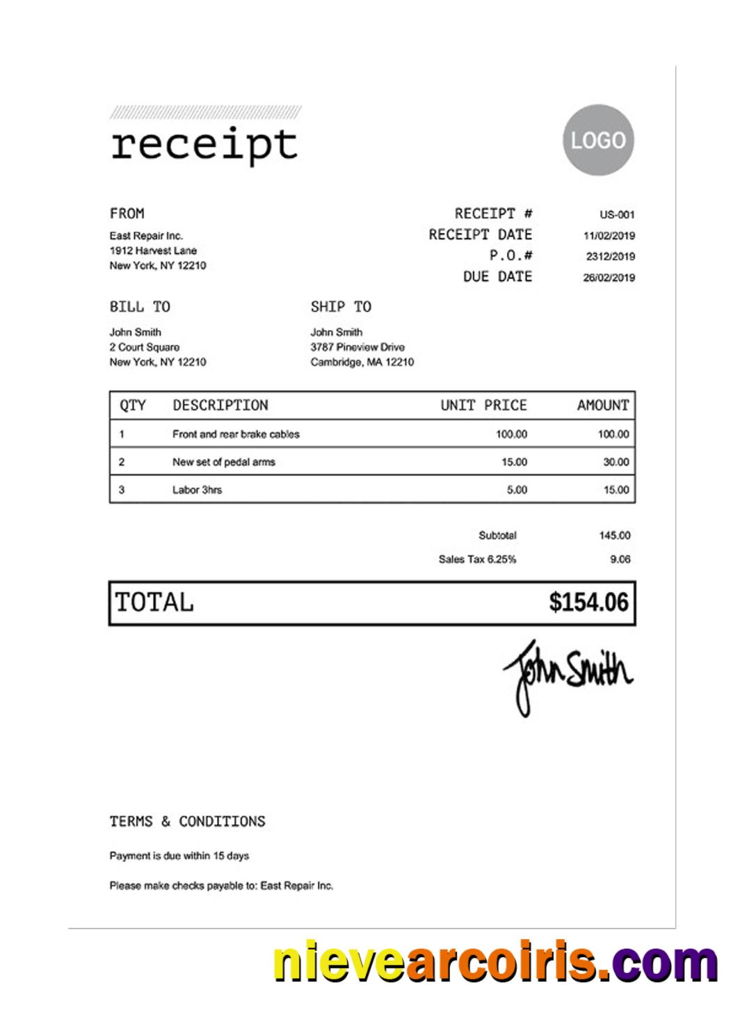 Professional RECEIPT Template