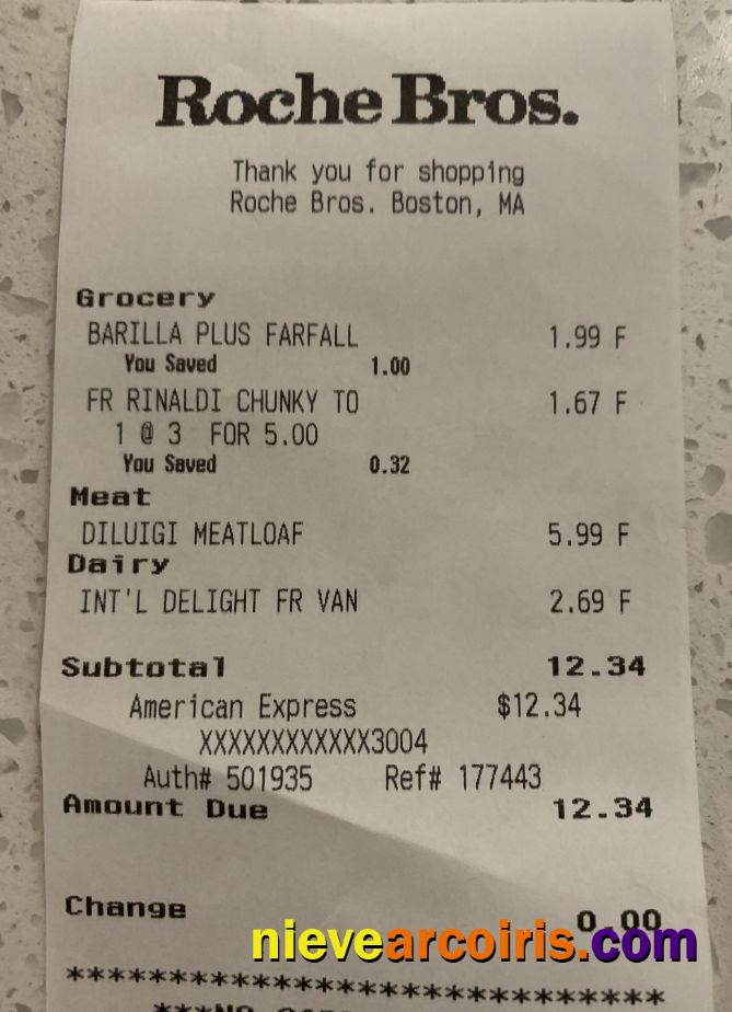 Roche Bros Supermarket Check Sample