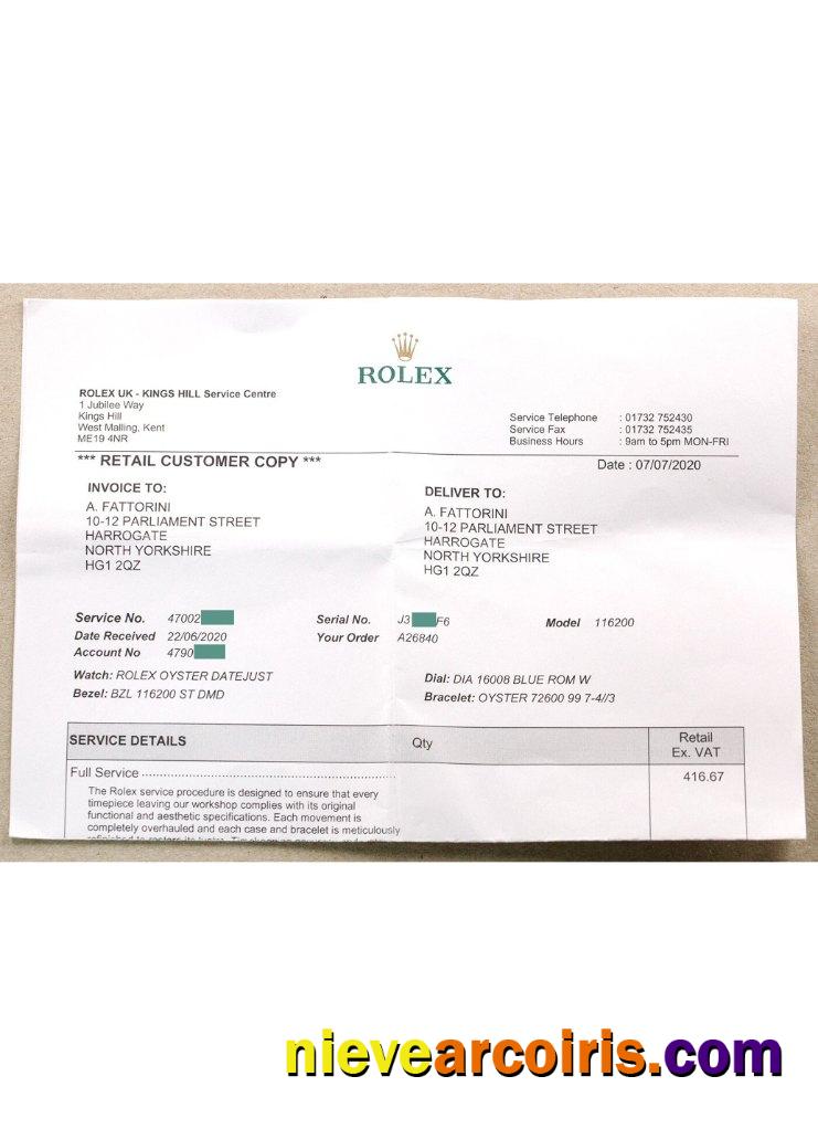 Rolex Company Payment Check Preview