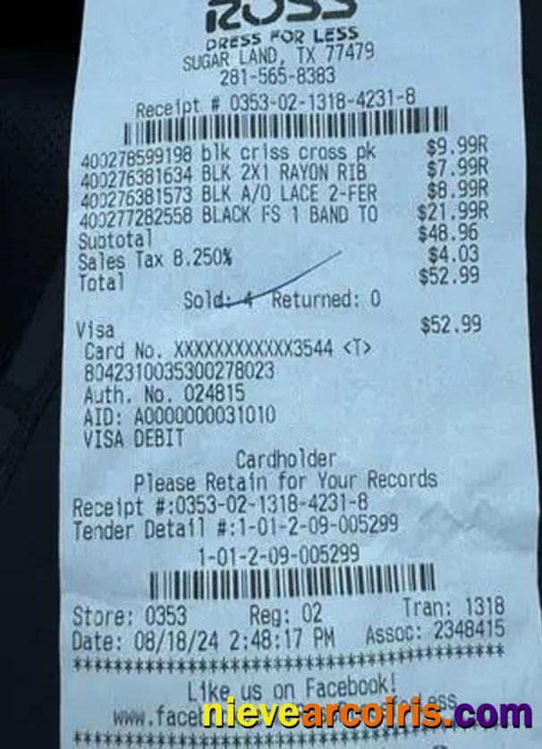 Ross Store Payment Check Preview