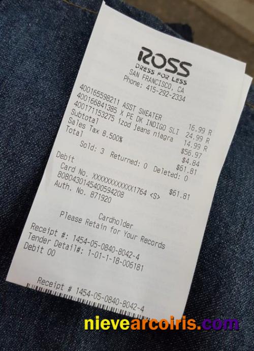 Ross Store Payment Receipt Preview