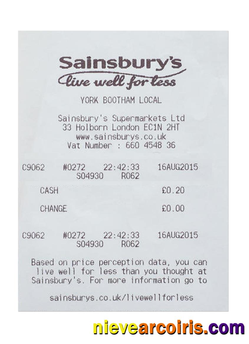 SAINSBURY'S Payment Receipt Photolook