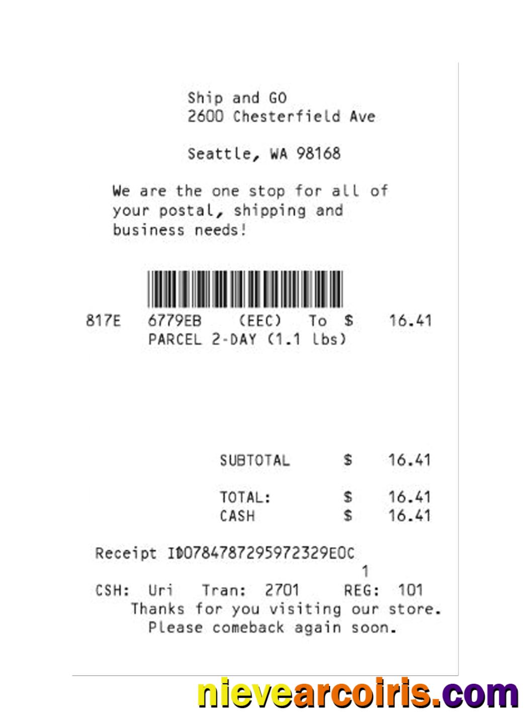 Editable SHIP AND GO Receipt Template