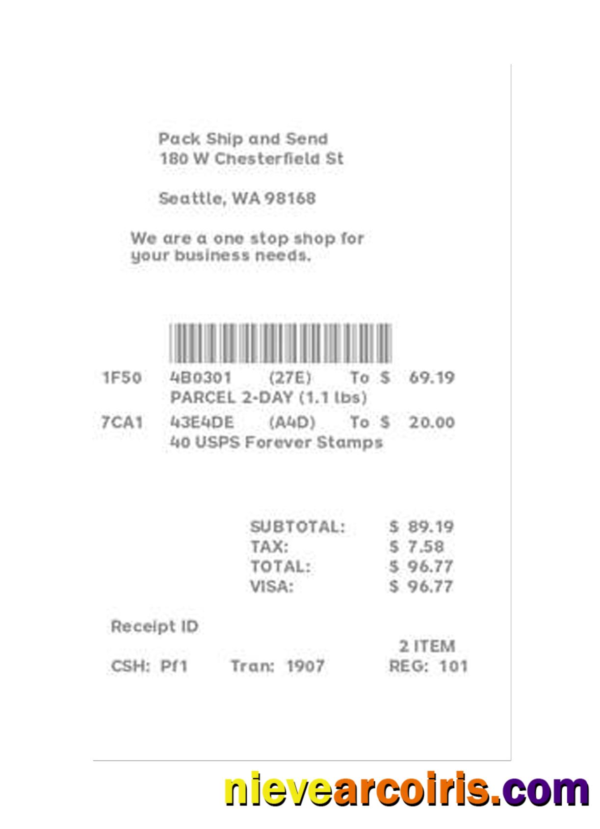 SHIPPING STORE Receipt Template