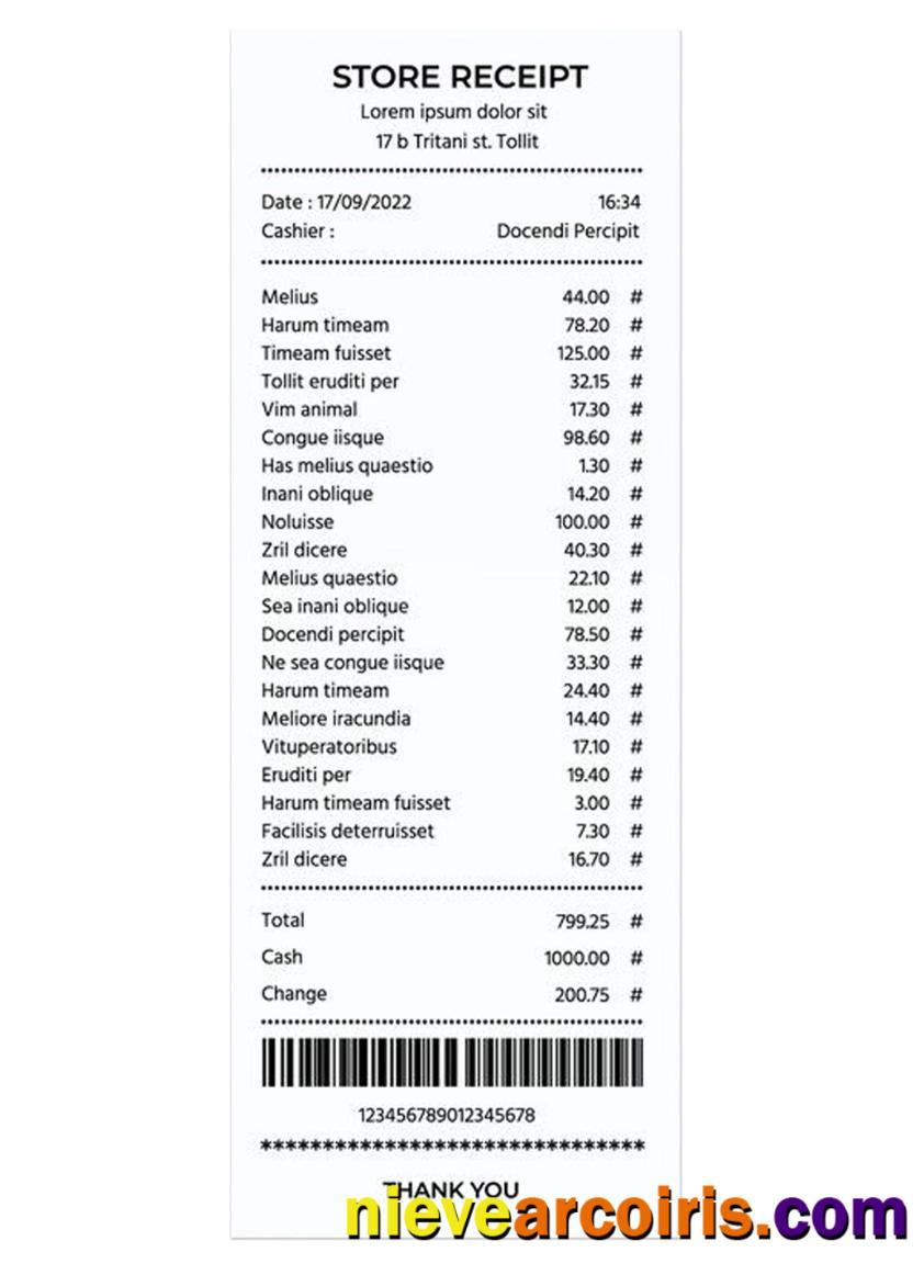 Realistic STORE Receipt Template
