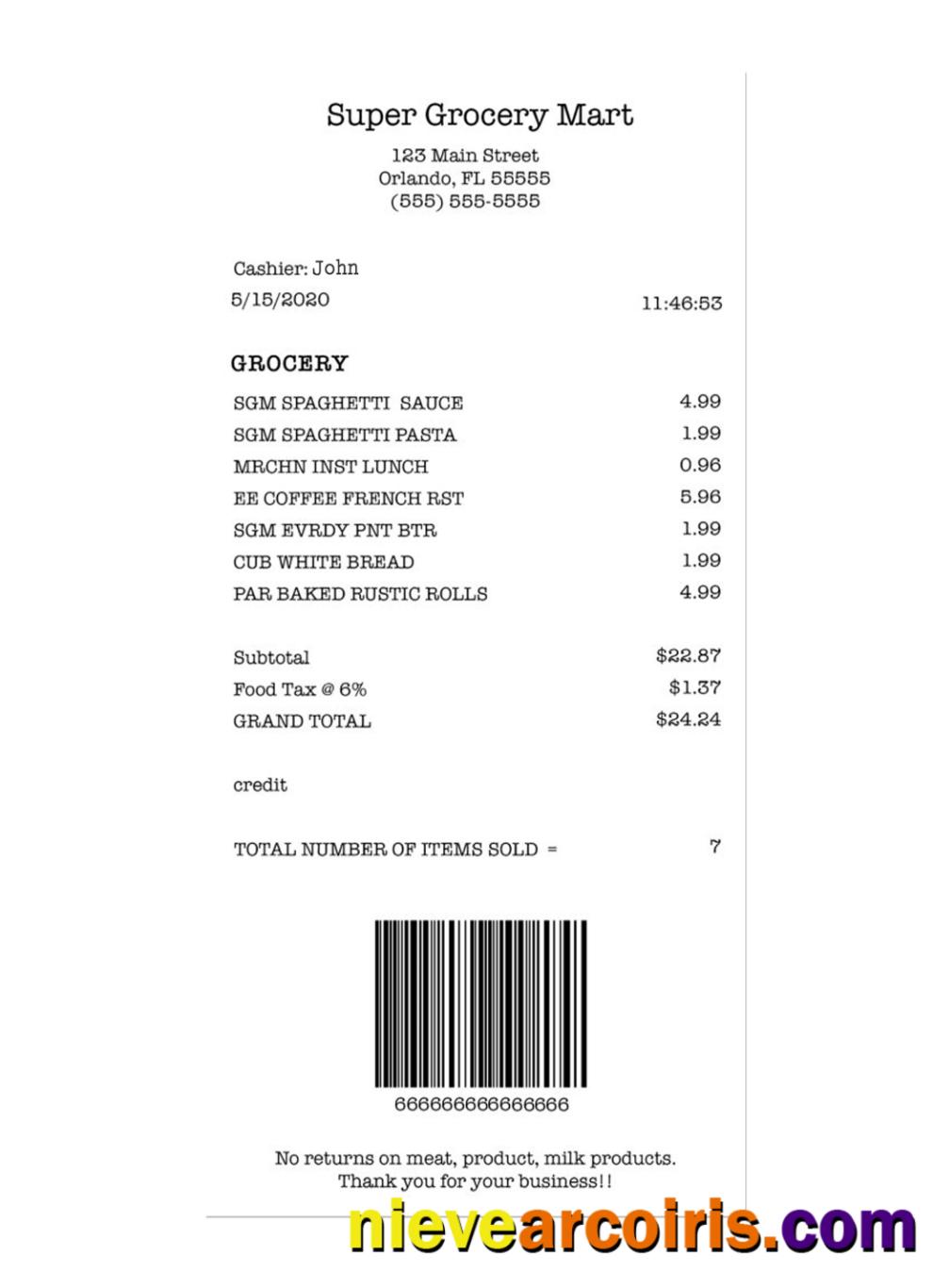 SUPER GROCERY MART Payment Check Template