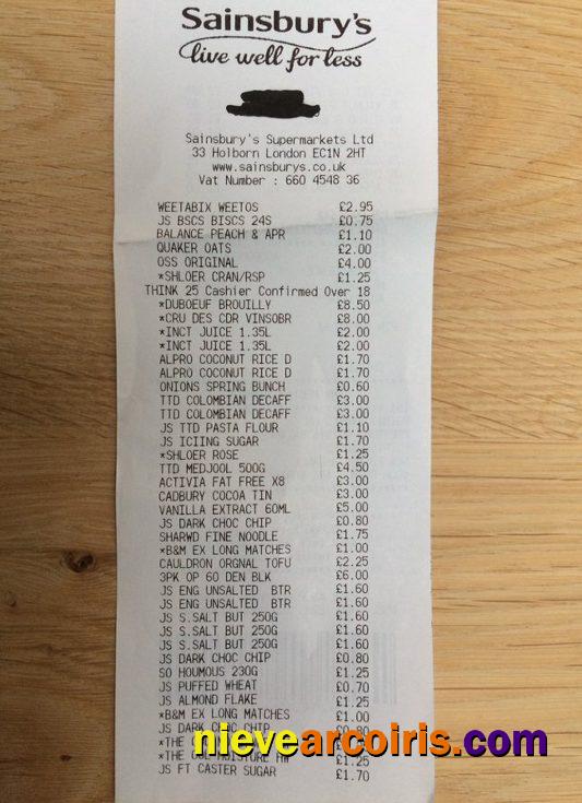 Sainsbury's Supermarket Payment Receipt Template