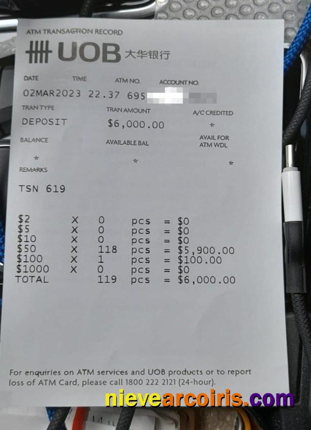 Singapore UOB Bank Payment Slip Template