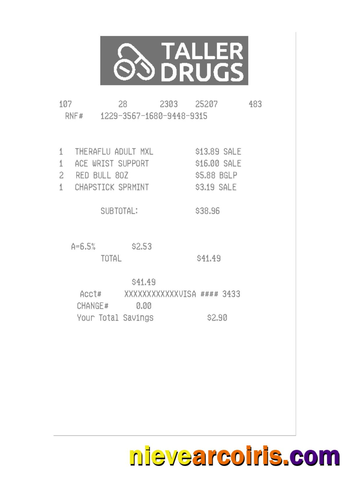 TALLER DRUGS Payment Receipt Preview