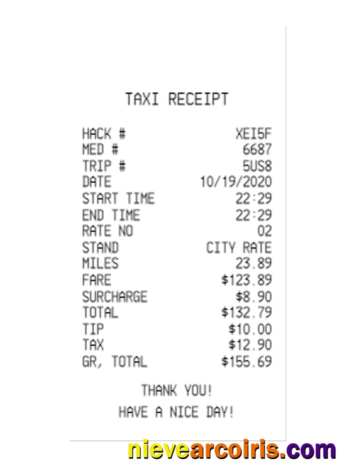 TAXI Payment Receipt Photolook