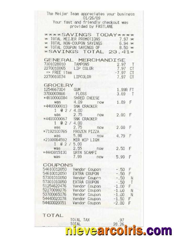 Realistic THE MEIJER TEAM Receipt Template