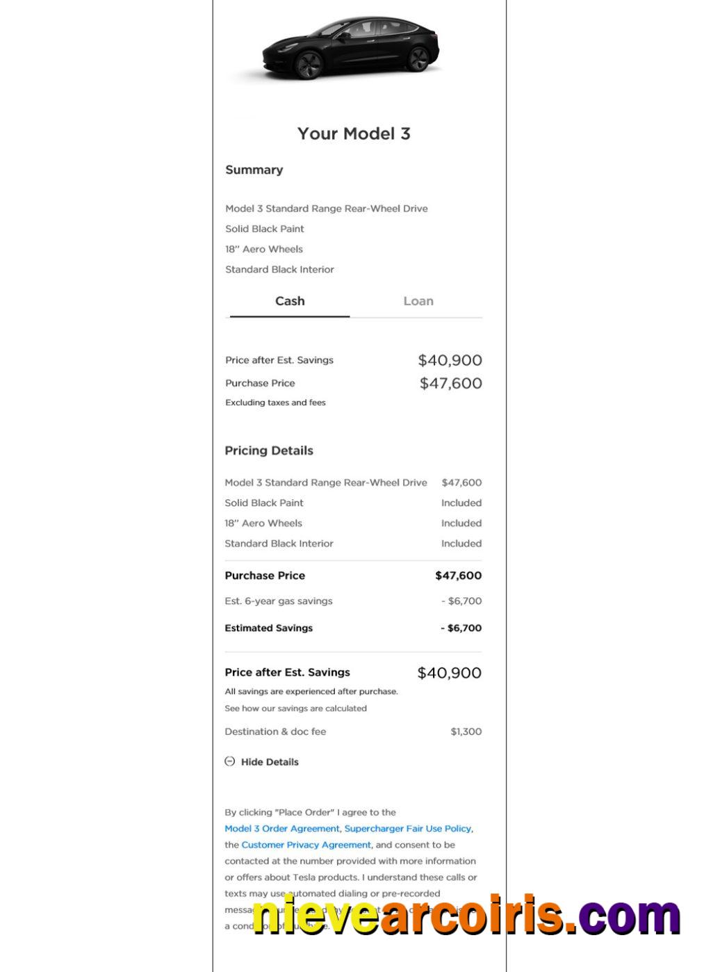 Tesla Payment Receipt Preview