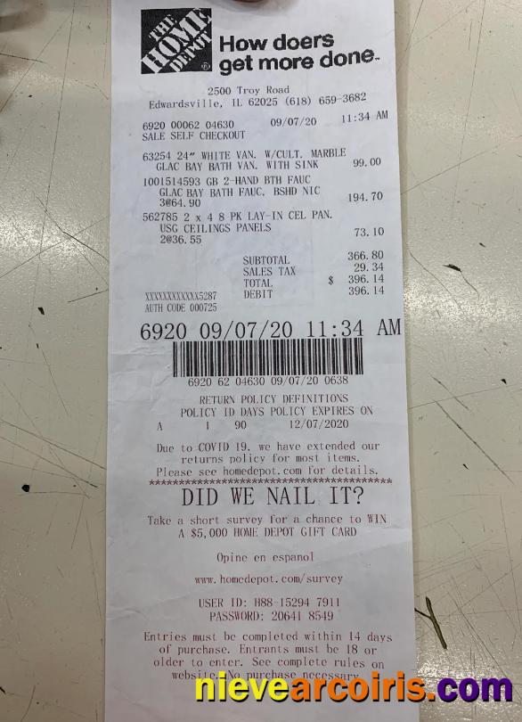 The Home Depot Receipt Photolook