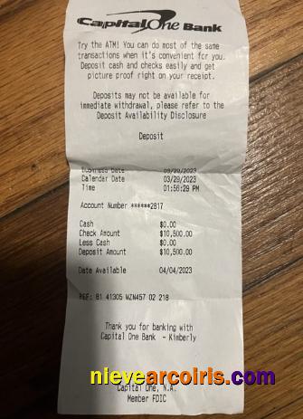 USA Capital One Bank Payment Receipt Photolook