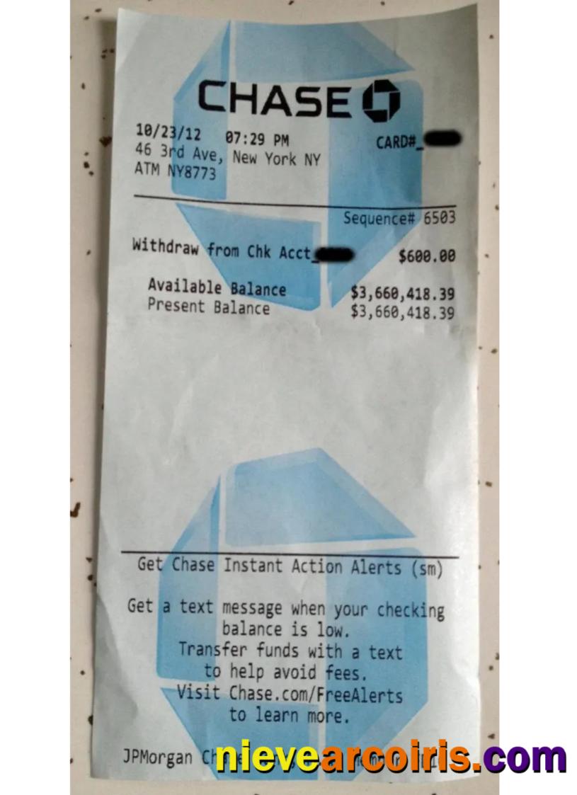 USA Chase Bank Payment Receipt Preview