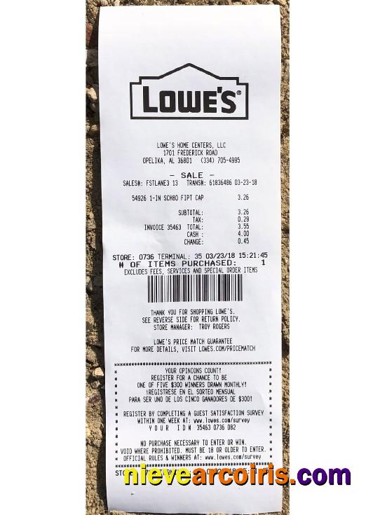 USA Lowe's Payment Receipt Template