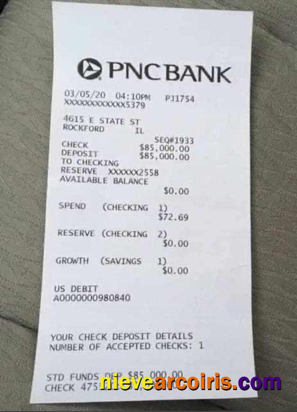 USA PNC Bank Payment Receipt Preview