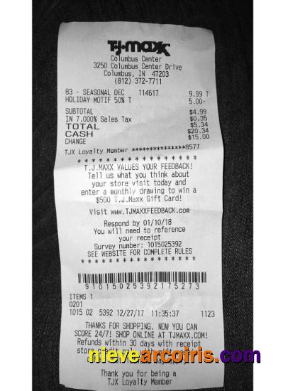 USA TJ Maxx Store Payment Receipt Photolook