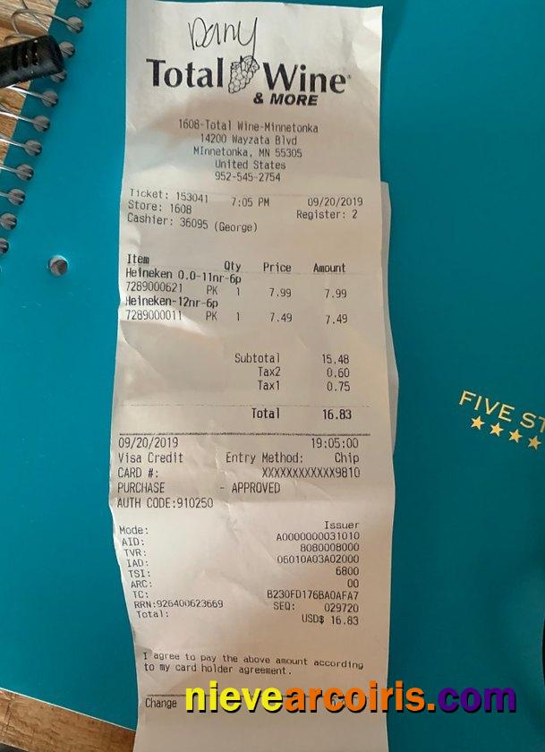 USA Total Wine & More Store Payment Receipt Preview
