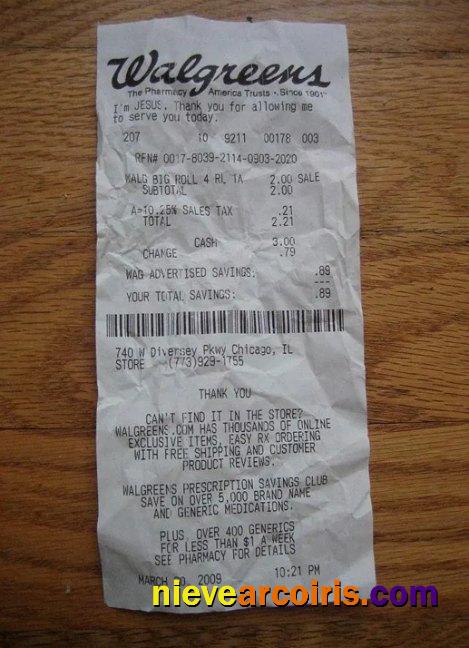 USA Walgreens Pharmacy Payment Receipt Sample