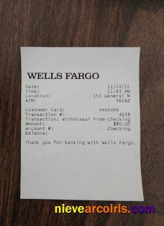 USA Wells Fargo Receipt Template