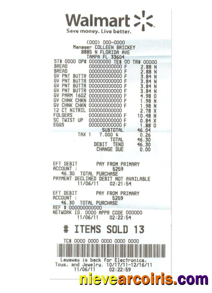 WALMART Payment Check Version 2 Template