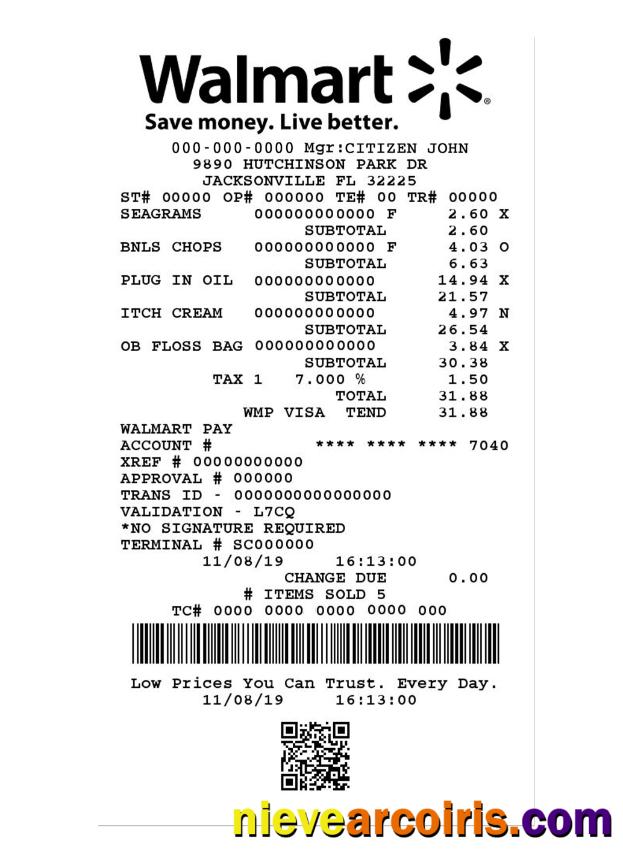 WALMART Payment Check Preview