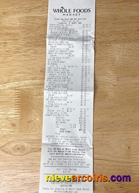 Whole Foods Market Payment Receipt Preview