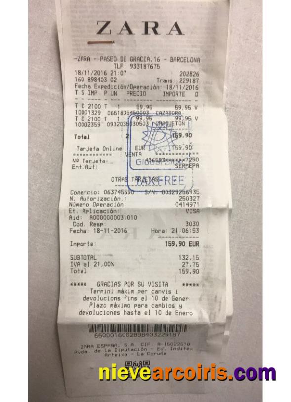 Zara Store Payment Receipt Preview