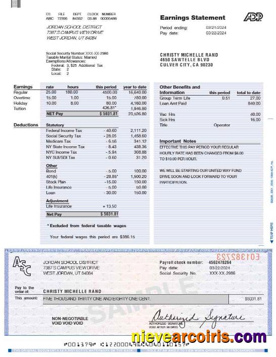 Professional ADP Earnings Statement Template In Word And PDF Formats.pdf, 1