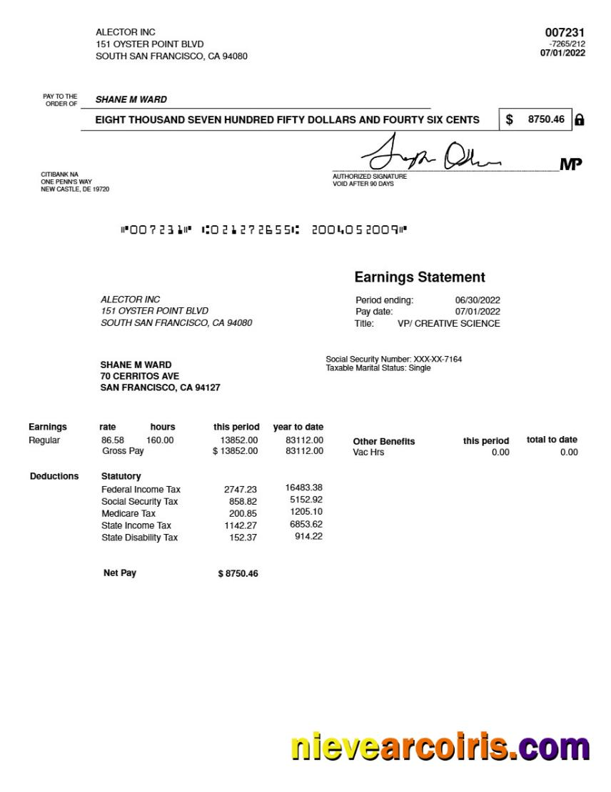 Premium ALECTOR INC Earnings Statement Template In Word And PDF Formats.pdf, 1