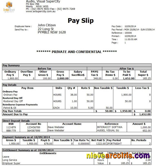 AUSTRALIA AUDIO Visual SuperCity Payslip In Word And PDF Formats Template