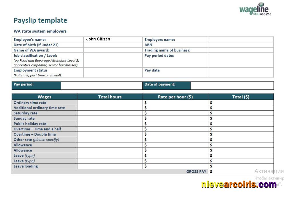 Editable AUSTRALIA WAGELINE Payslip Template In Word And PDF Formats