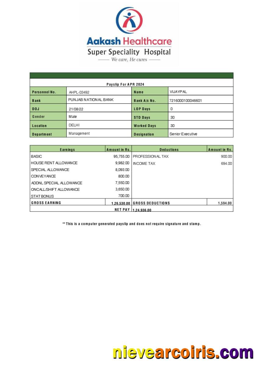 Editable Aakash Healthcare Payslip Template In Word And PDF Formats.pdf, 1