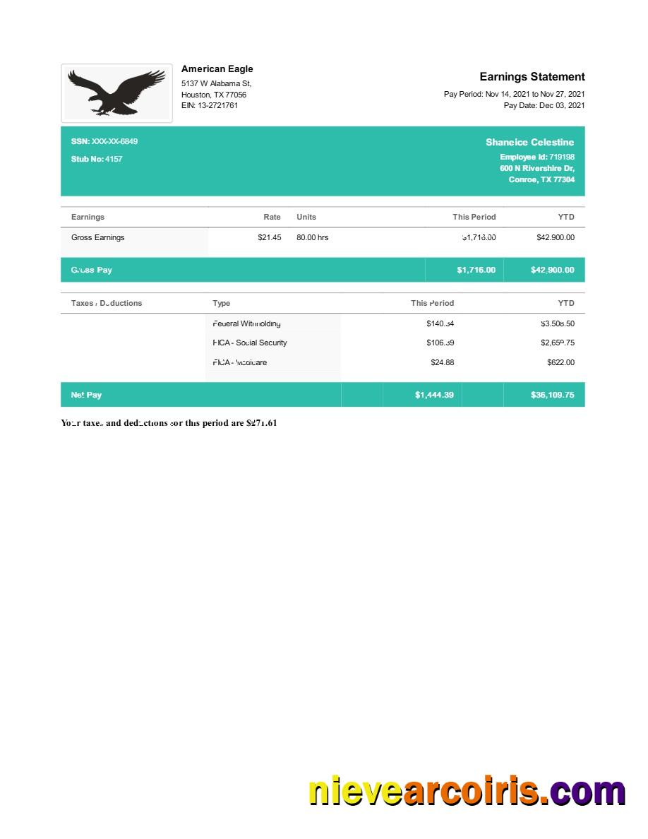 Realistic American Eagle Earnings Statement Template In Word And PDF Formats.pdf, 1