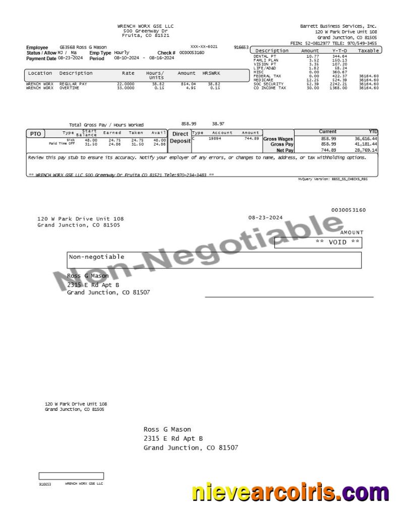 Editable Barrett Business Services Employee Pay Stub Template In Word And PDF Formats.pdf, 1