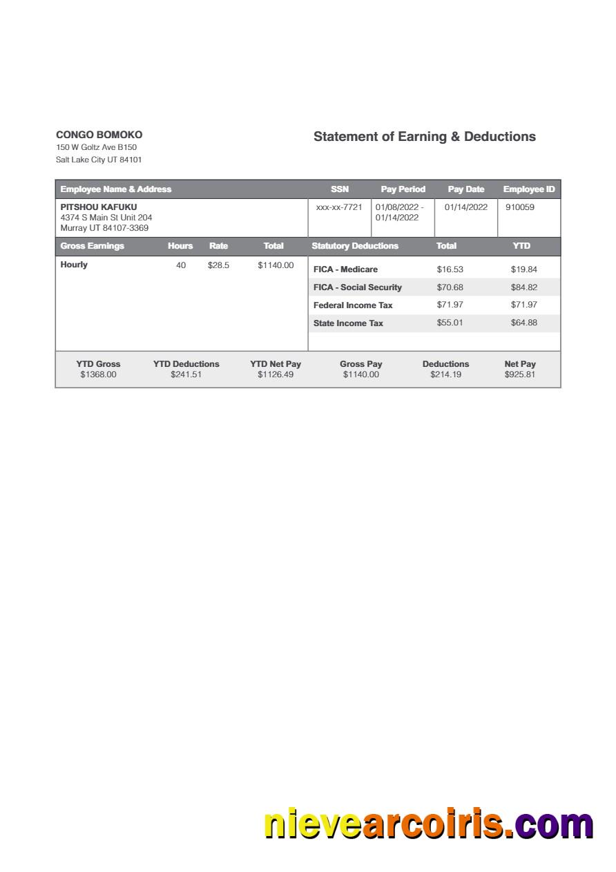 Editable Congo Bomoko Statement Of Earning & Deductions Template In Word And PDF Formats.pdf, 4