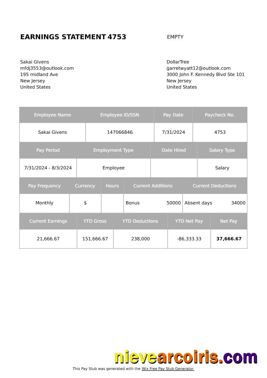 Premium DollarTree Earning Statement Template In Word And PDF Formats.pdf, 1