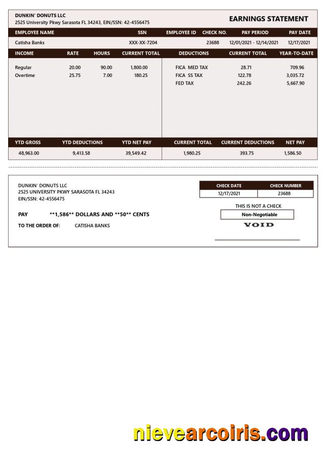 Dunkin' Donuts LLC Playstub Template