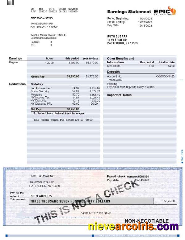 Editable EPIC EXCAVATING Earnings Statement Template In Word And PDF Formats.pdf, 1