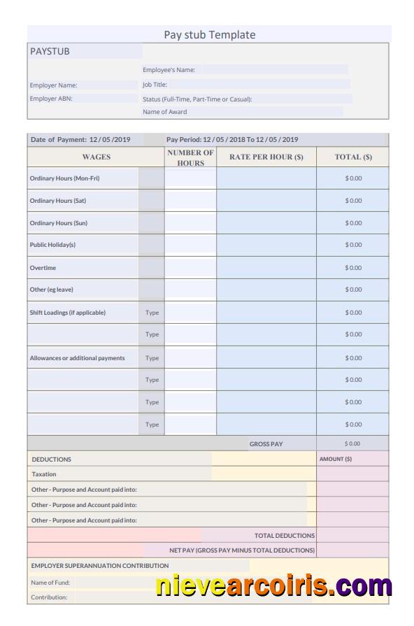 Premium Employer Superannuation Contribution Pay Stub Template