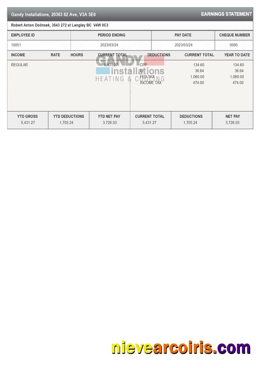 Realistic Gandy Installations Earnings Statement Template In Word And PDF Formats.pdf, 1