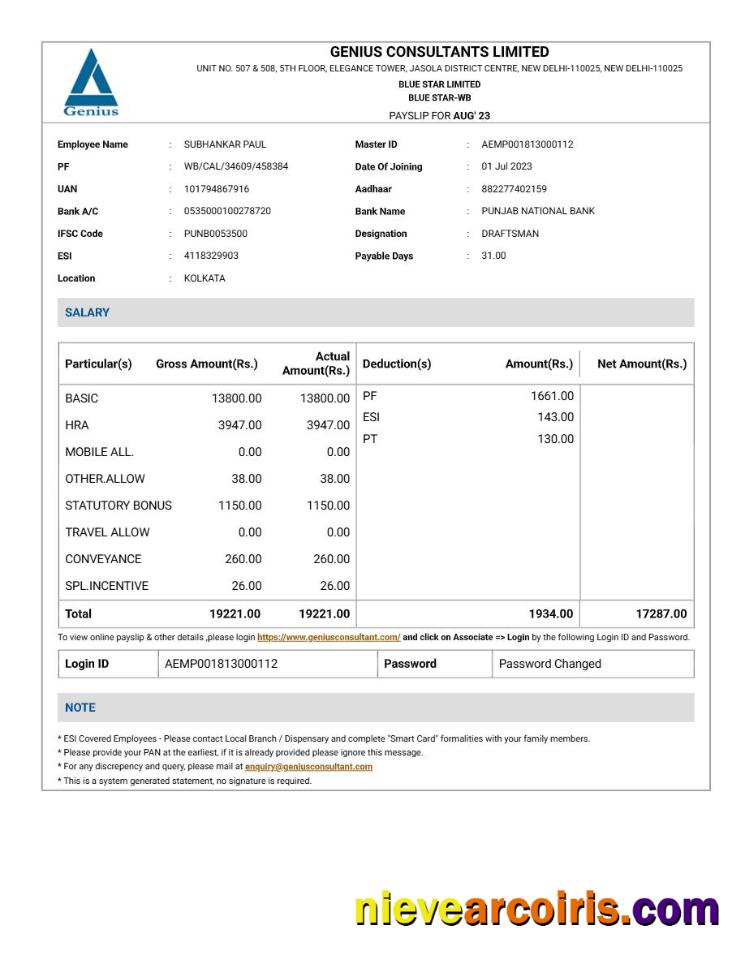 Realistic Genius Consultants Payslip Template In Word And PDF Formats.pdf, 1